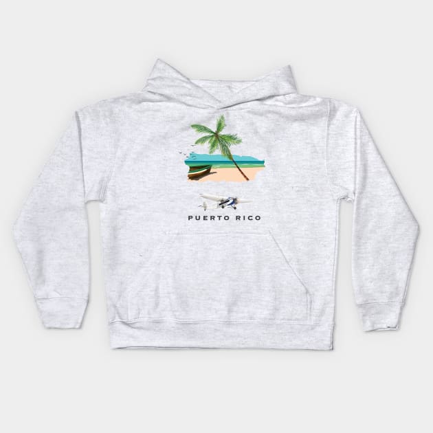 puerto rico travel poster Kids Hoodie by nickemporium1